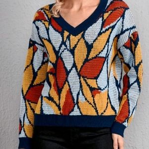 Block geo pattern sweater
